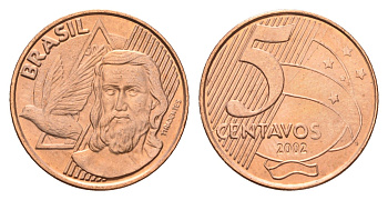 Бразилия 5 сентаво 2002 KM 648 сталь плакированная медью UNC 4686-616