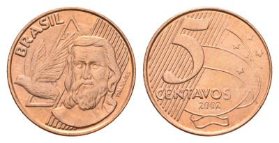Бразилия 5 сентаво 2002 KM 648 сталь плакированная медью UNC 4686-616