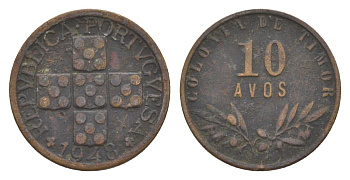 Португальский Тимор 10 аво 1948 KM 5 бронза 4630-1136