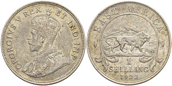 Британская Восточная Африка 1 шиллинг 1922 Георг V (1910-1936) KM 21 серебро 216-951
