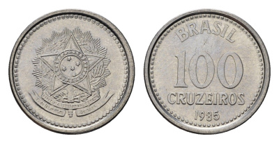 Бразилия 100 крузейро 1985 KM 595 нержавеющая сталь UNC 4154-141