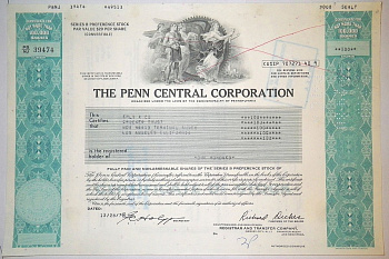 США, THE PENN CENTRAL CORPORATION 100 акций 1979 США бумага 8805-49-1