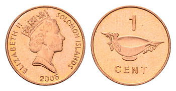 Соломоновы Острова 1 цент 2005 KM 24 сталь плакированная бронзой UNC 4685-568