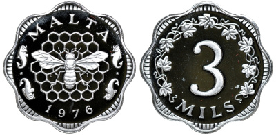 Мальта набор из 9 монет 1976 в оригинальной коробке с сертификатом KM PS2 PROOF 7-7-15