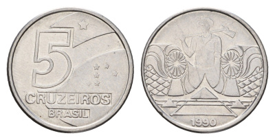 Бразилия 5 крузейро 1990 фермер KM 618 нержавеющая сталь 4548-747