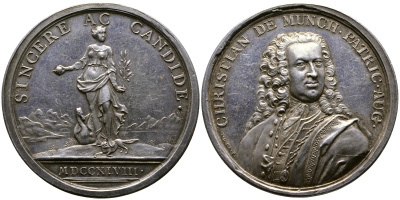 Аусбург медаль 1748 Кристиан фон Мюнх, композитор, 48,5 мм, 40,2 гр Forster 293 серебро UNC 10-002-17