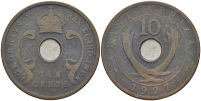 Британская Восточная Африка 10 центов 1927 Георг V (1910-1936) KM 19 бронза 97-625