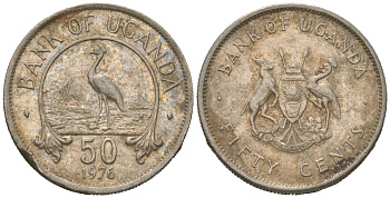 Уганда 50 центов 1976 KM 4a сталь плакированная медно-никелем 4617-1111