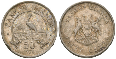 Уганда 50 центов 1976 KM 4a сталь плакированная медно-никелем 4617-1111