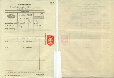 Германия документ об уплате налогов за получение дивидеднов по акциям 1926 бумага 8805-03-1