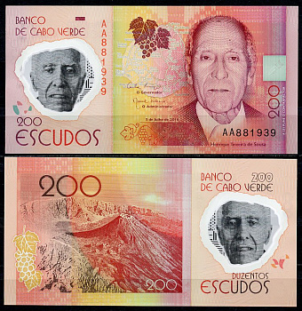 Кабо-Верде 200 эскудо 2014 5 июля 2014, Энрике Тейшейра Де Суза (1919-2006), серия AA Pick 71  пластик UNC (пресс) 448-82-1