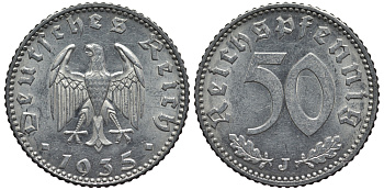 Германия 50 рейхспфеннигов 1935 J J. 368, KM 87 алюминий UNC 00-817-38