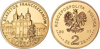 Польша 2 злотых 2011 MW, серия польские города, Познань (Poznan) KM 794 нордик UNC 4676-843