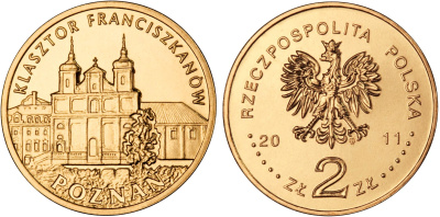 Польша 2 злотых 2011 MW, серия польские города, Познань (Poznan) KM 794 нордик UNC 4676-843
