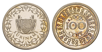 Суринам 100 центов 2007 KM 23 медно-никель BU 4626-325