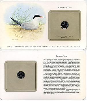 Барбадос 10 центов 1980 СЕРИЯ МОНЕТЫ МИРА С ИЗОБРАЖЕНИЕМ ПТИЦ, В ОРИГИНАЛЬНОМ БУКЛЕТЕ С ОПИСАНИЕМ KM 12 медно-никель UNC 5121-16