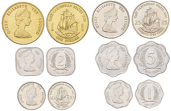 Восточные Карибские острова (Карибы) набор из 6 монет (1, 2, 5, 10, и 25 центов; 1 доллар) 1981 KM 10, 11, 12, 13, 14 и 15 UNC 4670-1041-1045