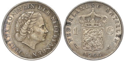 Нидерландские Антилы 1 гульден 1964 Юлиана (1948-1980) KM 2 серебро 36-1046