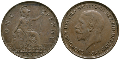 Великобритания 1 пенни 1931 Георг V (1910-1936) КМ 838, Spink 4055 бронза 73-832