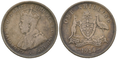 Австралия 1 шиллинг 1914 Георг V (1910-1936) KM 26 серебро 71-1147