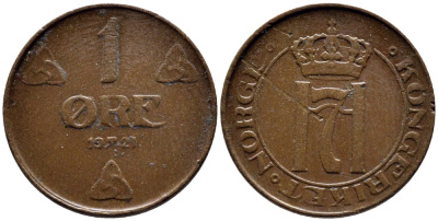 НОРВЕГИЯ 1 ЭРЕ 1921 KM 367 бронза 4387-114