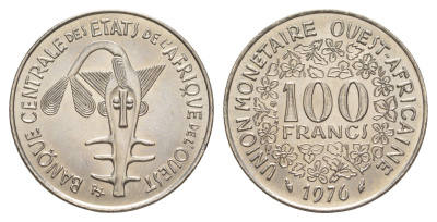Западная Африка (BCEAO) 100 франков 1976 KM 4 никель UNC 4619-221