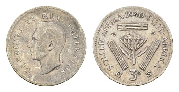 ЮАР 3 пенса 1940 Георг VI (1936-1952) KM 26 серебро 4564-658