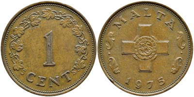 Мальта 1 цент 1975 KM 8 бронза 4395-237