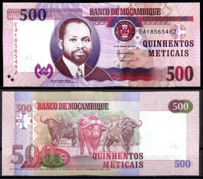 Мозамбик 500 метикай (метикал) 2011 Самора Моисес Машел Pick 153 a бумага UNC (пресс) 451-1114-3