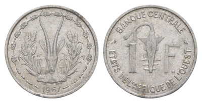 Западная Африка (BCEAO) 1 франк 1967 KM 3.1 алюминий 4606-617