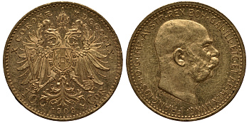Австрия 10 крон 1909 Франц Иосиф I I (1848-1916) KM 2815 золото UNC 00-000-00
