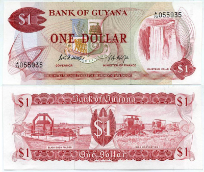 Гайана 1 доллар ND (1966-1992) Patrick Matthews, Frank Hope Pick 21d бумага UNC (пресс) 7552-27-2