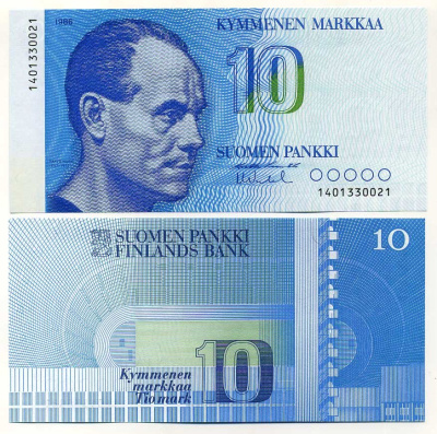 Финляндия 10 марок 1986 Пааво Нурми, Олимпийский стадион Pick 113 бумага aUNC 450-96-2