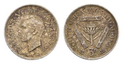 ЮАР 3 пенса 1939 Георг VI (1936-1952) KM 26 серебро 4564-612
