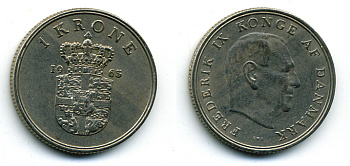Дания 1 крона 1963 C;S, Фредерик IX (1947-1972) KM 851 медно-никель 56-423