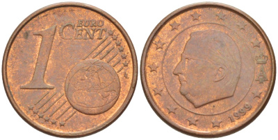 БЕЛЬГИЯ 1 ЕВРОЦЕНТ 1999 АЛЬБЕРТ II KM 224 сталь плакированная медью 46-318