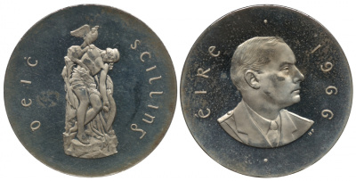 Ирландия 10 шиллингов 1966 50 лет Пасхального восстания 1916 года KM 18 серебро PROOF 00-816-41