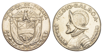 Панама 1/2 бальбоа (50 сентесимо) 1979 редкий год KM 12b медь плакированная медно-никелем 4634-1126