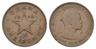 Гана 1 пенни 1958 год-тип KM 2 бронза 4666-556