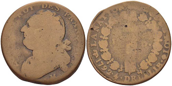 Франция 12 денье 1792 M, Людовик XVI (1774-1793) KM 600.10 бронза 117-846