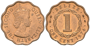 Белиз 1 цент 1974 KM 33 бронза UNC 4044-935