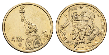 США 1 доллар 2025 Американские инновации - Космический центр имени Линдона Джонсона в Техасе KM NEW медь плакированная марганцем латунью UNC 4678-725