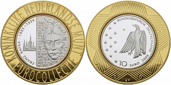 ФРГ 10 евро 2008 G, 125 лет со дня рождения Франца Кафки KM 271, DE.S. 10.36 серебро PROOF 05-141-24