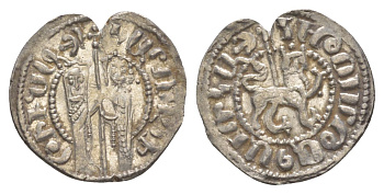 Киликийская Армения трам 1226-1271 Хетум I и царица Забель, держат крест/лев с патриаршим крестом  серебро    1516-744