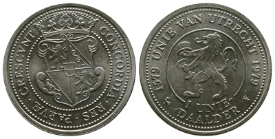Нидерланды 1 даалдер 1979 400 лет Утрехтскому союзу медно-никель UNC 4381-551