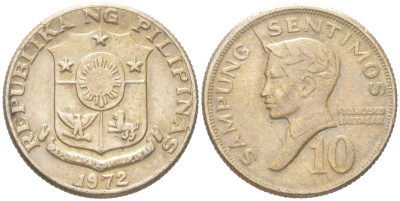 Филиппины 10 сентимо 1972 Франсиско Балагтас KM 198 медно-никель 4614-522