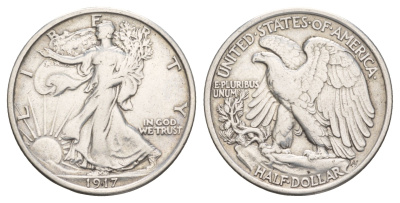 США 1/2 доллара (50 центов) 1917  KM 142 серебро    5010-1733