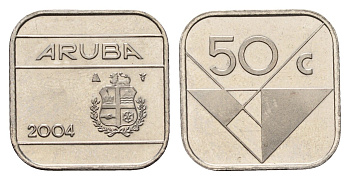 Аруба 50 центов 2004 KM 4 сталь плакированная никелем UNC 175-725