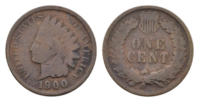 США 1 цент 1900 KM 90a бронза 4685-447
