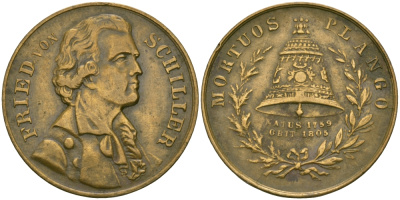 ГЕРМАНИЯ МЕДАЛЬ 1805 ФРИДРИХ ШИЛЛЕР (1759-1805), ДИАМЕТР 22 ММ. бронза 65-815